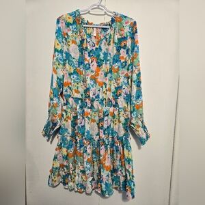 knee length dresses for ladies Floral Square Neckline Mini Dress – Katherine Jean